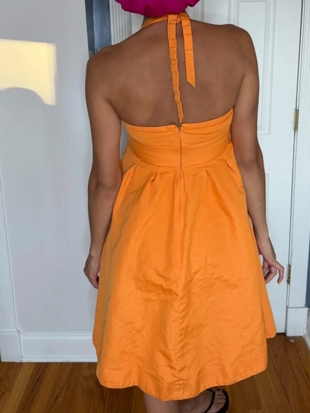 J. Crew Orange Sweetheart Midi Dress